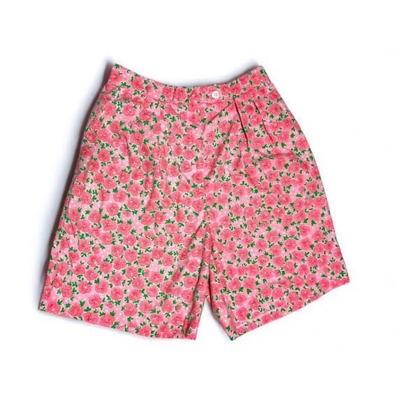 Vtg Lilly Pulitzer 80’s Girly Pink‎ Floral Print Shorts Cottagecore USA Sz 10 - Picture 1 of 9